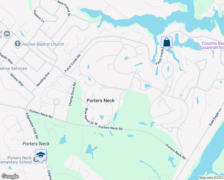 map of restaurants, bars, coffee shops, grocery stores, and more near 621 Wild Dunes Circle in Wilmington