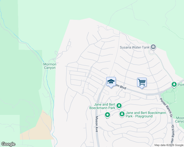 map of restaurants, bars, coffee shops, grocery stores, and more near 20705 Butternut Circle in Los Angeles