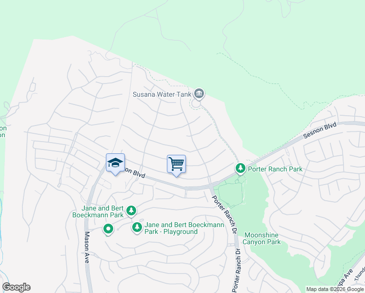 map of restaurants, bars, coffee shops, grocery stores, and more near 20253 Vía Galileo in Los Angeles