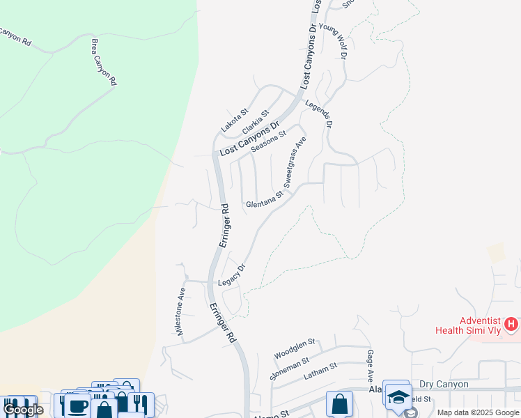 map of restaurants, bars, coffee shops, grocery stores, and more near 1904 Glentana Street in Simi Valley