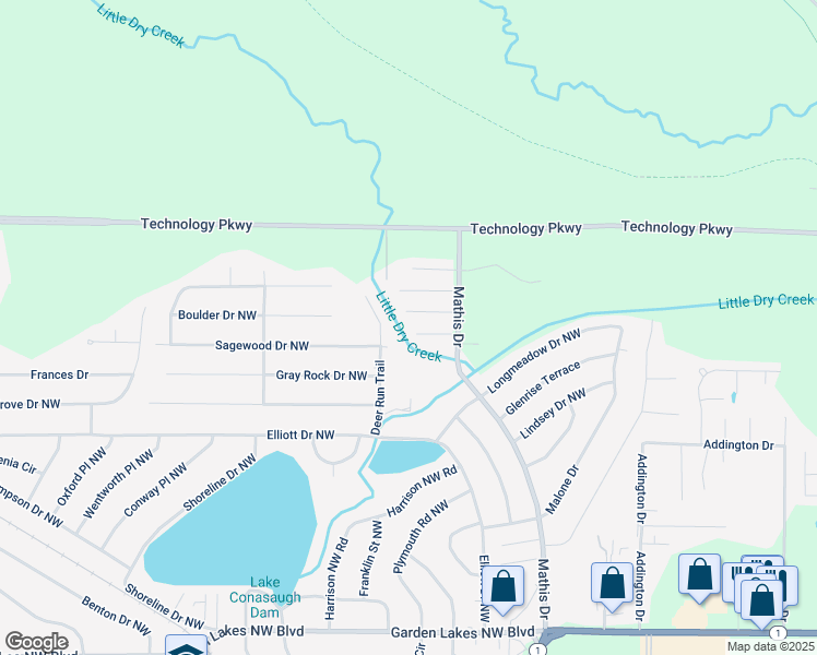 map of restaurants, bars, coffee shops, grocery stores, and more near 2628 Pebblecreek Drive in Rome