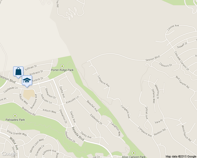 map of restaurants, bars, coffee shops, grocery stores, and more near 18527 Shetland Place in Los Angeles