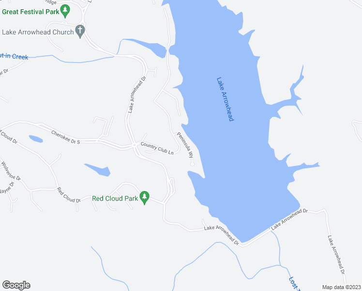 map of restaurants, bars, coffee shops, grocery stores, and more near 5013 Peninsula Way in Waleska