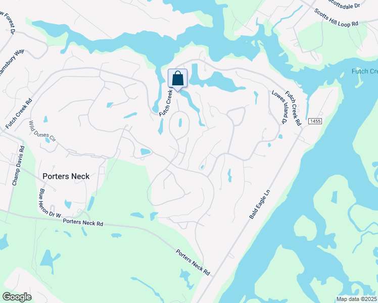 map of restaurants, bars, coffee shops, grocery stores, and more near 8602 Hammock Dunes Drive in Wilmington