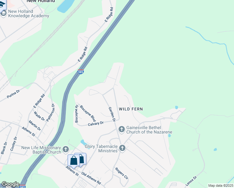 map of restaurants, bars, coffee shops, grocery stores, and more near 2080 Garden Road in Gainesville