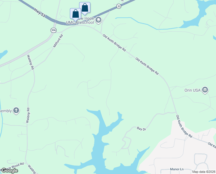 map of restaurants, bars, coffee shops, grocery stores, and more near 9030 Ivyshaw Drive in Gainesville
