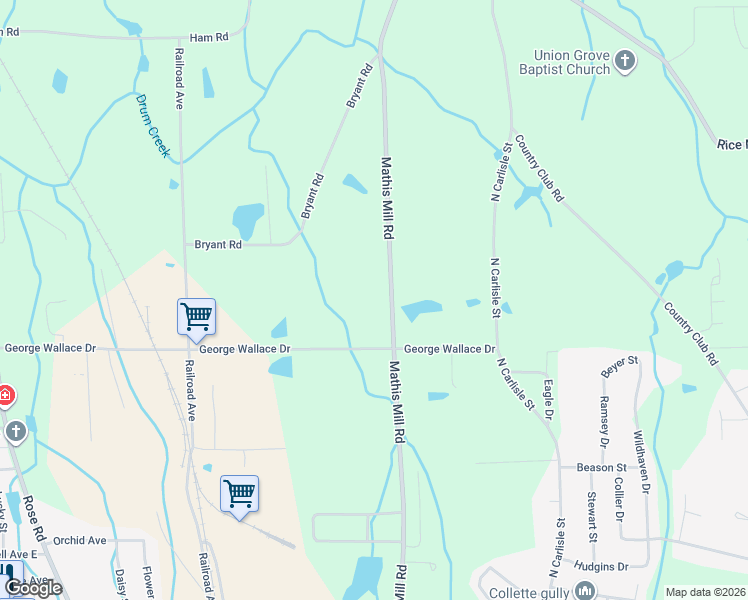 map of restaurants, bars, coffee shops, grocery stores, and more near 1150 Mathis Mill Road in Albertville