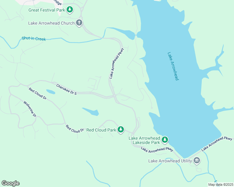 map of restaurants, bars, coffee shops, grocery stores, and more near 101 Country Club Lane in Waleska