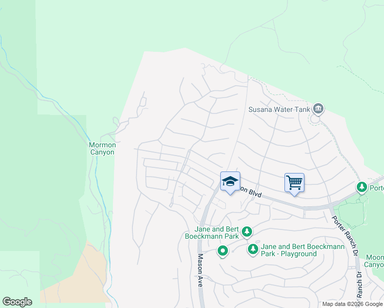 map of restaurants, bars, coffee shops, grocery stores, and more near 20678 Wood Rose Court in Los Angeles