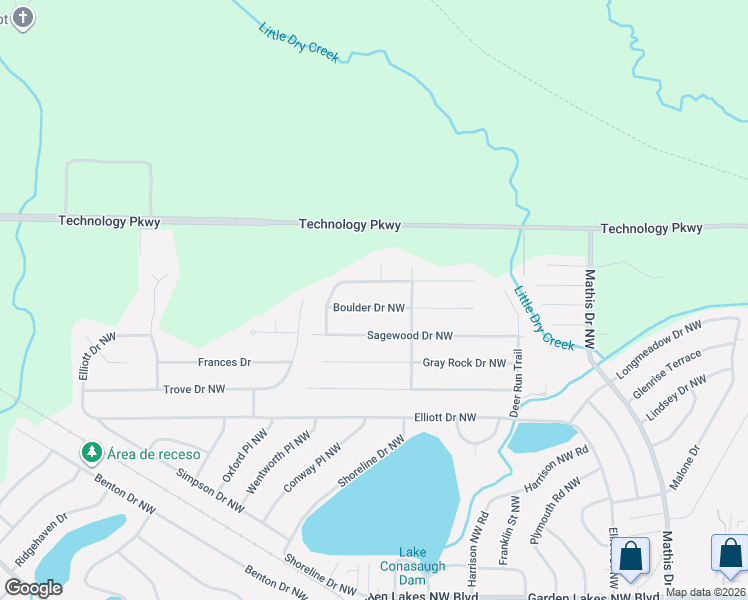 map of restaurants, bars, coffee shops, grocery stores, and more near 9 Boulder Drive Northwest in Rome