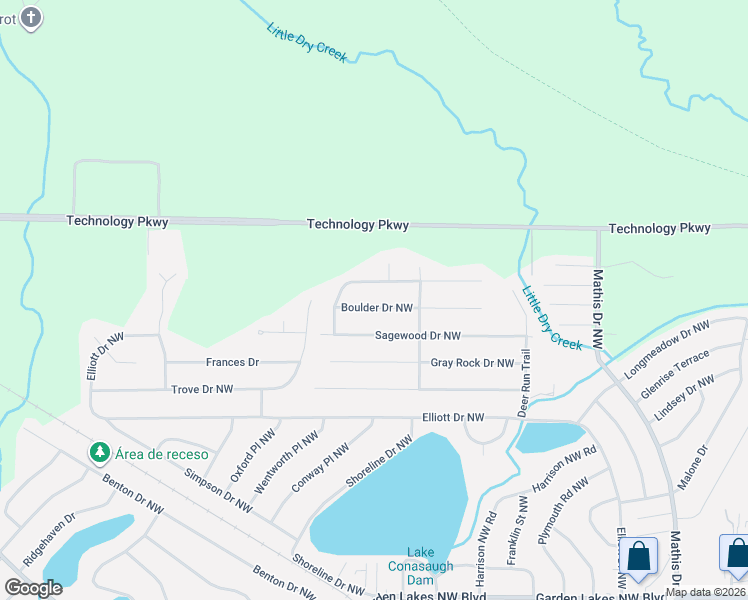 map of restaurants, bars, coffee shops, grocery stores, and more near 9 Boulder Drive Northwest in Rome