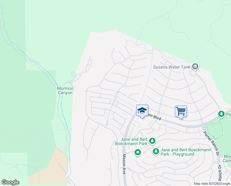 map of restaurants, bars, coffee shops, grocery stores, and more near 20726 Liana Court in Los Angeles