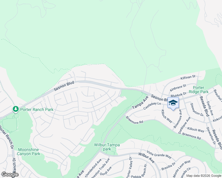 map of restaurants, bars, coffee shops, grocery stores, and more near 19400 Turtle Ridge Lane in Los Angeles
