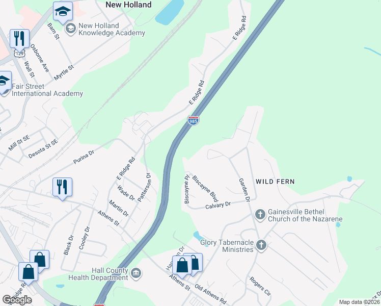 map of restaurants, bars, coffee shops, grocery stores, and more near 1792 Biscayne Blvd in Gainesville