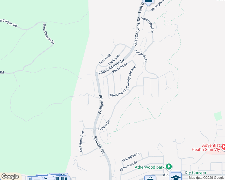map of restaurants, bars, coffee shops, grocery stores, and more near 3377 Heartland Avenue in Simi Valley