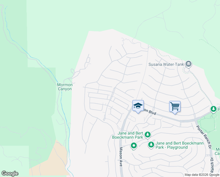 map of restaurants, bars, coffee shops, grocery stores, and more near 20726 Liana Court in Los Angeles
