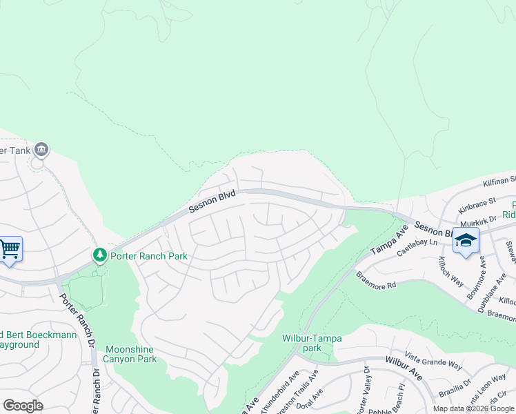 map of restaurants, bars, coffee shops, grocery stores, and more near 12253 High Glen Way in Los Angeles