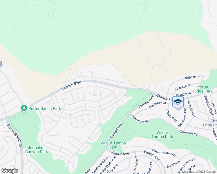 map of restaurants, bars, coffee shops, grocery stores, and more near 19463 Eagle Ridge Lane in Los Angeles