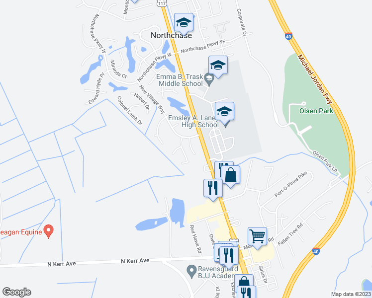 map of restaurants, bars, coffee shops, grocery stores, and more near 4316 Maidstone Drive in Wilmington