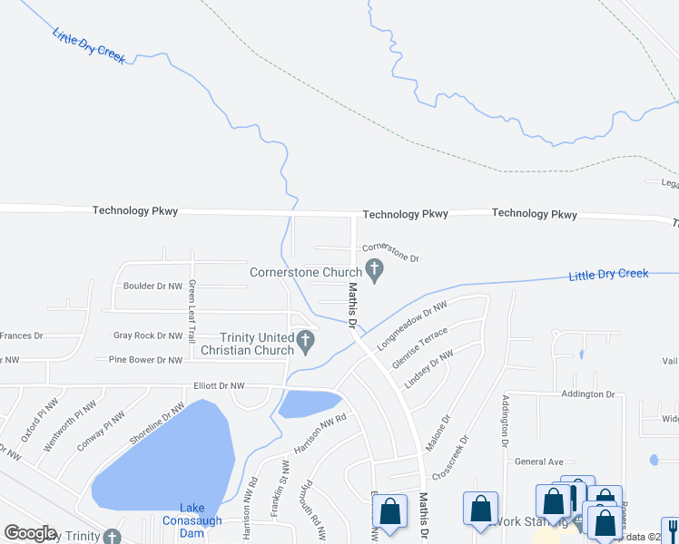 map of restaurants, bars, coffee shops, grocery stores, and more near 5 Rockcreek Drive in Rome