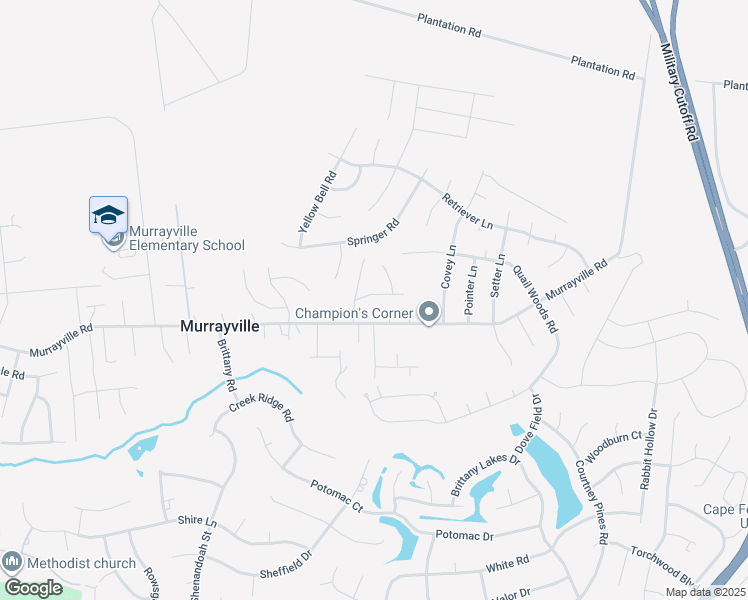 map of restaurants, bars, coffee shops, grocery stores, and more near 7001 Murrayville Road in Wilmington