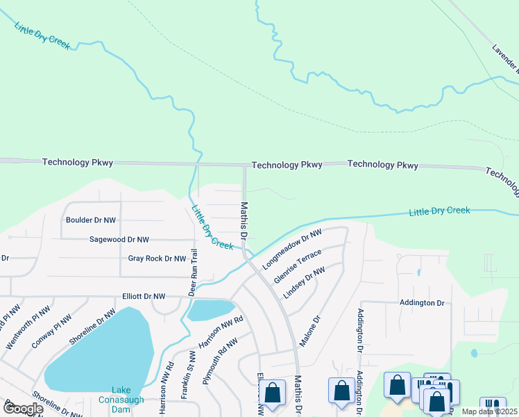 map of restaurants, bars, coffee shops, grocery stores, and more near 324 Mathis Drive Northwest in Rome
