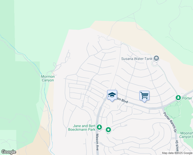 map of restaurants, bars, coffee shops, grocery stores, and more near 20648 Bluebird Court in Los Angeles