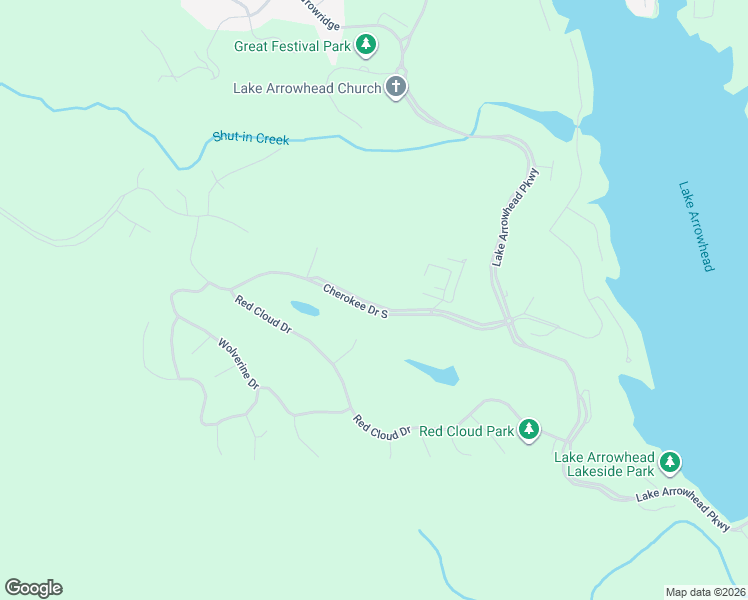 map of restaurants, bars, coffee shops, grocery stores, and more near 175 Cherokee Drive South in Waleska
