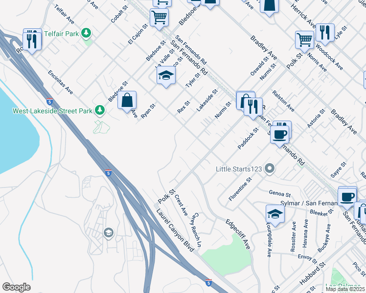 map of restaurants, bars, coffee shops, grocery stores, and more near in Los Angeles