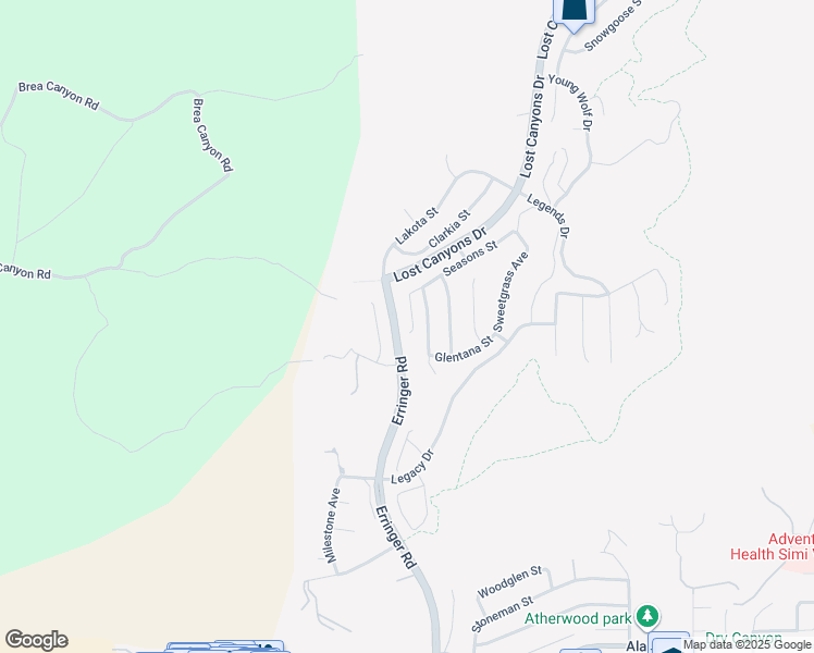 map of restaurants, bars, coffee shops, grocery stores, and more near 3407 Glendive Court in Simi Valley