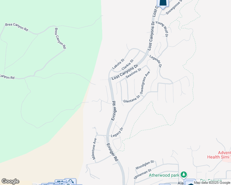 map of restaurants, bars, coffee shops, grocery stores, and more near 3407 Glendive Court in Simi Valley