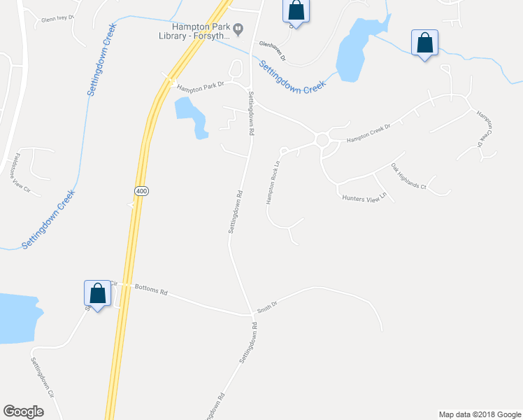 map of restaurants, bars, coffee shops, grocery stores, and more near 6420 Hampton Rock Lane in Cumming
