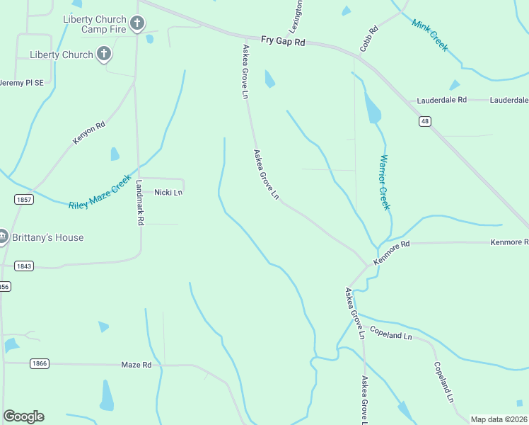 map of restaurants, bars, coffee shops, grocery stores, and more near 485 Askea Grove Lane in Arab