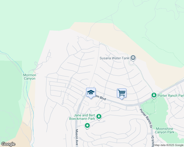 map of restaurants, bars, coffee shops, grocery stores, and more near 20540 Bluebird Court in Los Angeles