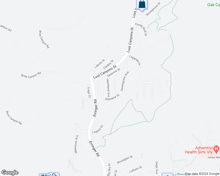 map of restaurants, bars, coffee shops, grocery stores, and more near 3428 Heartland Avenue in Simi Valley