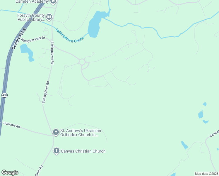 map of restaurants, bars, coffee shops, grocery stores, and more near 6410 East Hills Court in Cumming