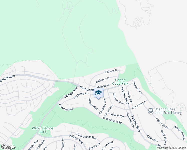 map of restaurants, bars, coffee shops, grocery stores, and more near 19021 Kilfinan Street in Los Angeles