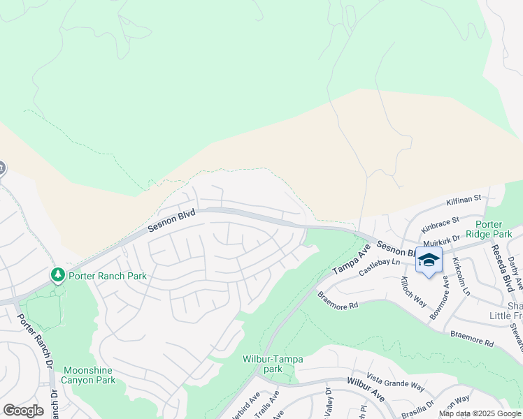 map of restaurants, bars, coffee shops, grocery stores, and more near 19474 Kilfinan Street in Los Angeles