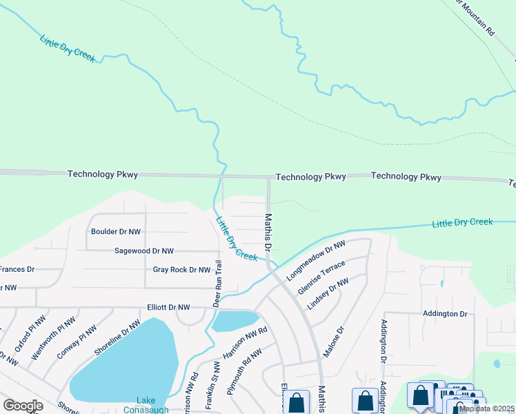 map of restaurants, bars, coffee shops, grocery stores, and more near 12 Sandcreek Drive Northwest in Rome