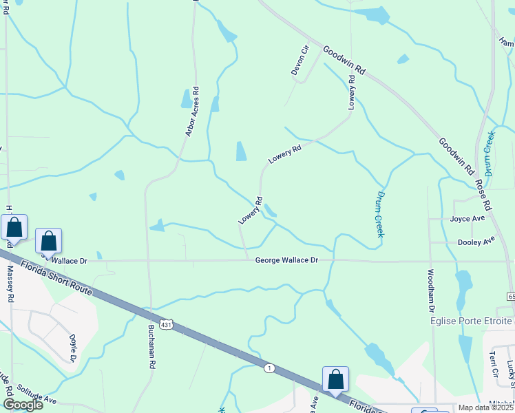 map of restaurants, bars, coffee shops, grocery stores, and more near 236 Lowery Rd in Albertville