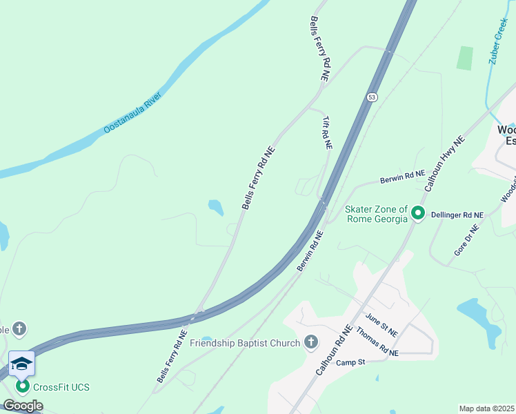 map of restaurants, bars, coffee shops, grocery stores, and more near 232 Bells Ferry Road Northeast in Rome