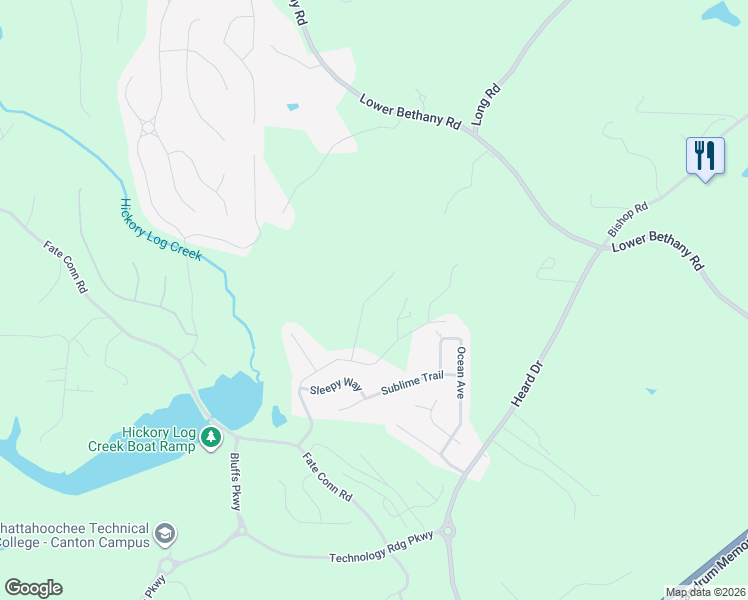 map of restaurants, bars, coffee shops, grocery stores, and more near 426 Orchid Lane in Canton