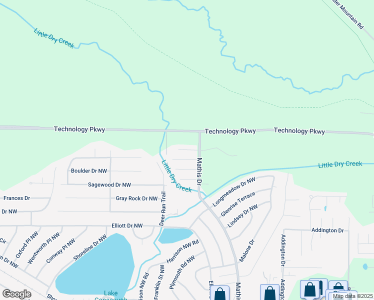 map of restaurants, bars, coffee shops, grocery stores, and more near Sandcreek Drive Northwest in Rome
