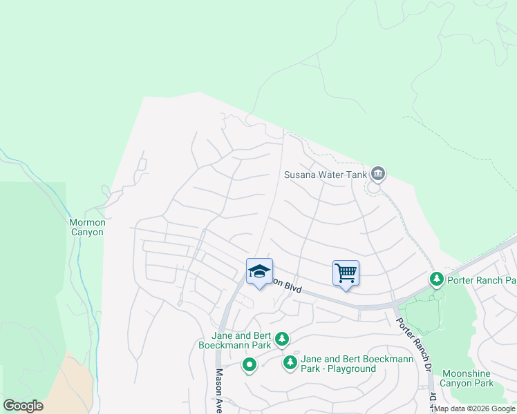 map of restaurants, bars, coffee shops, grocery stores, and more near 20540 Bluebird Court in Los Angeles