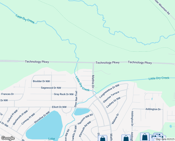map of restaurants, bars, coffee shops, grocery stores, and more near 12 Sandcreek Drive Northwest in Rome