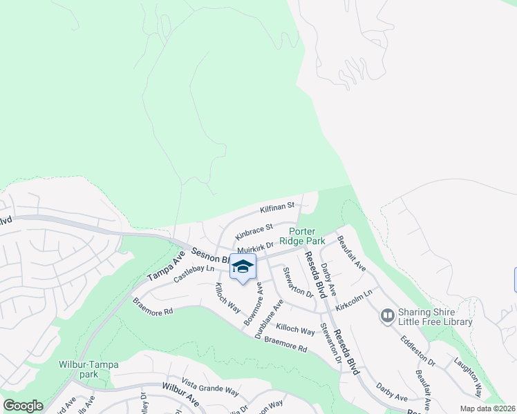 map of restaurants, bars, coffee shops, grocery stores, and more near 18921 Kilfinan Street in Los Angeles