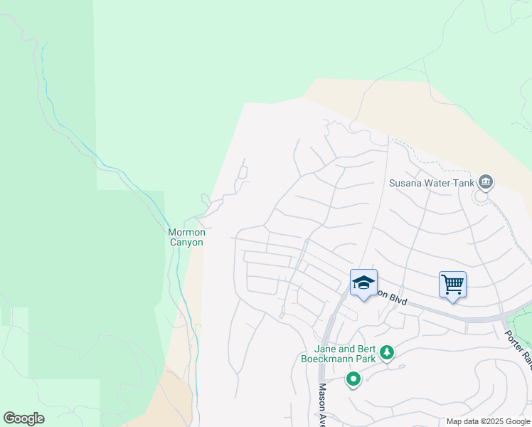 map of restaurants, bars, coffee shops, grocery stores, and more near 12401 Ridgeline Road in Los Angeles