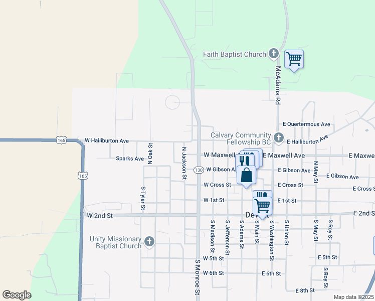 map of restaurants, bars, coffee shops, grocery stores, and more near 520 West Maxwell Avenue in DeWitt