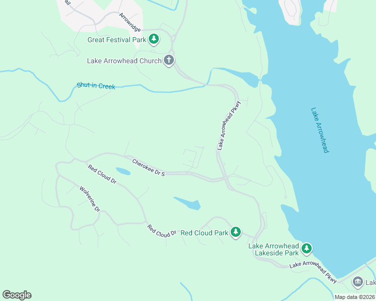 map of restaurants, bars, coffee shops, grocery stores, and more near 203 Fairway Oaks in Waleska