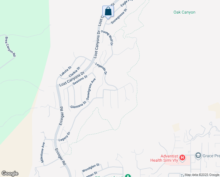 map of restaurants, bars, coffee shops, grocery stores, and more near 2163 Silverstar Street in Simi Valley